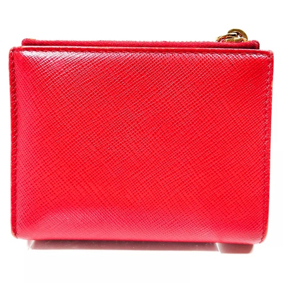 Auth Prada Red Saffiano Leather Compact Bifold Wallet Preloved On Sale Now Prada - Picture 3 of 9
